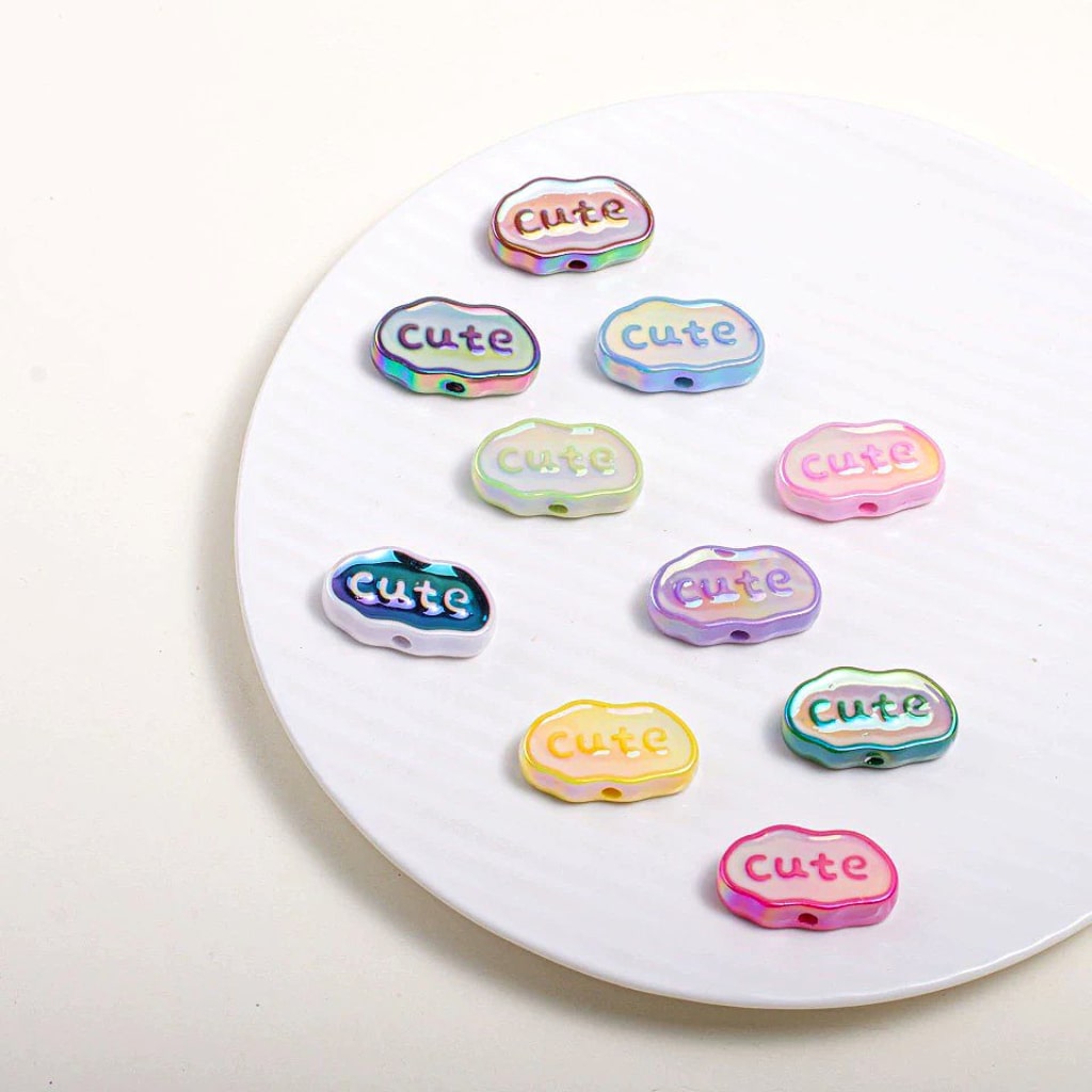 UV Coating Cute Cloud Acrylic Beads in Solid Color, Around 26*15MM, Random Mix