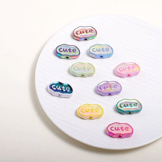 UV Coating Cute Cloud Acrylic Beads in Solid Color, Around 26*15MM, Random Mix