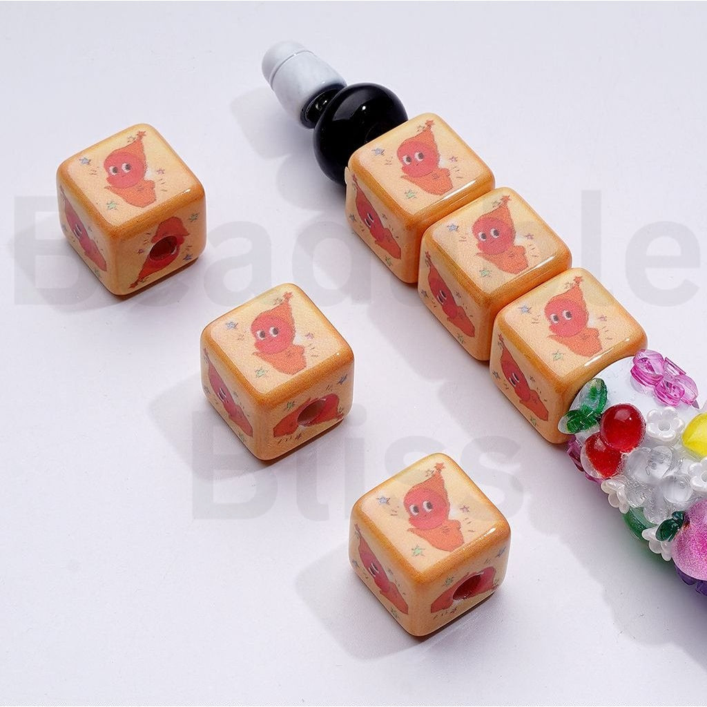 We are Twinkl Twinkl Series Little Cute Man Pop Mar Cube Square Acrylic Beads, Around 14MM