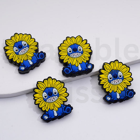 Cute Stitc with Large Yellow Sun Flower Silicone Focal Beads