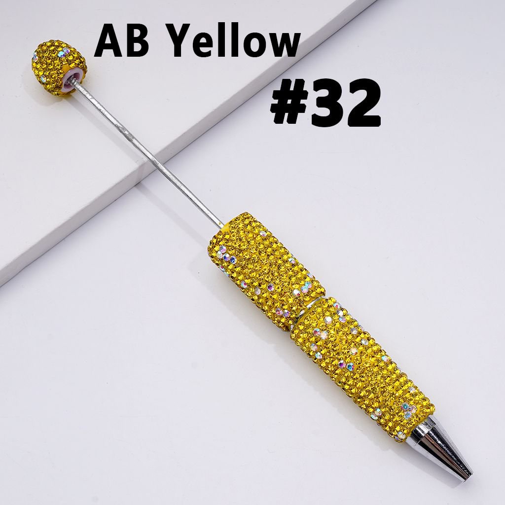 Beadable Clay Pens with Multi-Color & AB Rhinestones Covered the Entire Pen