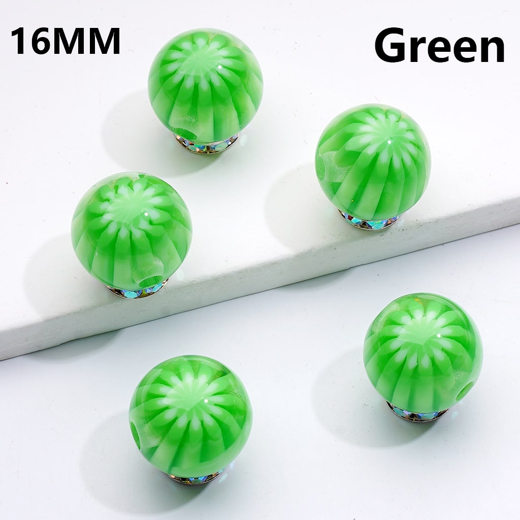 Multi-Color Chrysanthemum-Shaped Stripes Round Acrylic Beads, 16MM (Single Color is only available for 200pcs(whole bag))