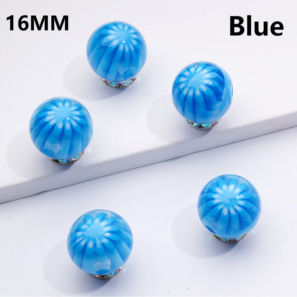 Multi-Color Chrysanthemum-Shaped Stripes Round Acrylic Beads, 16MM (Single Color is only available for 200pcs(whole bag))