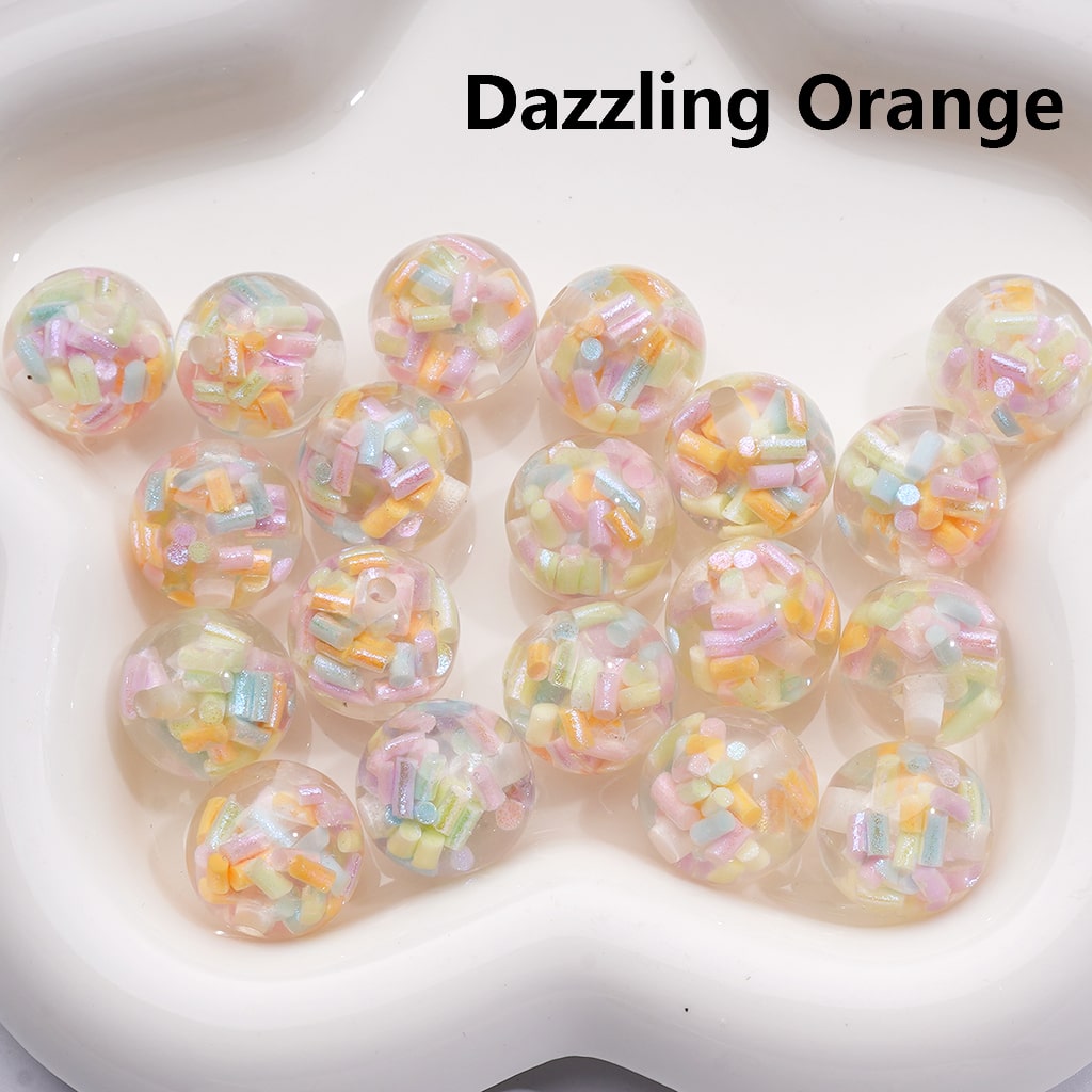Mini Multi-Color Shiny Candy Sticks Inside Round Acrylic Beads, 16MM (Single Color is only available for 200pcs(whole bag))