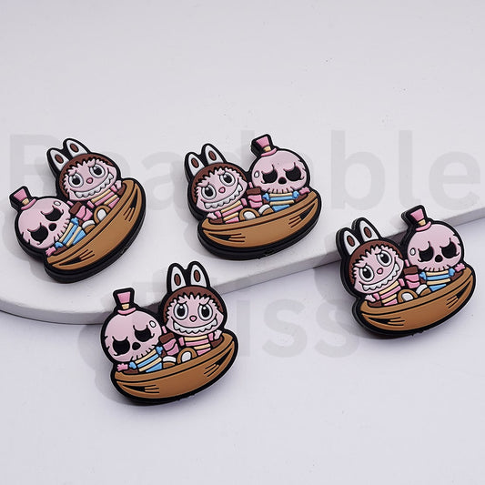 Cute Labub and Horror Skeleton Skull Halloween Silicone Focal Beads