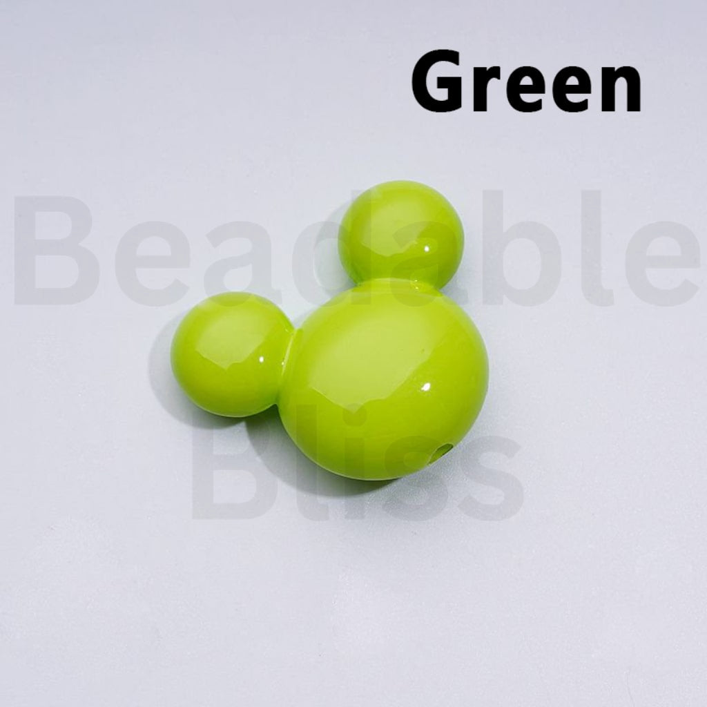 Vivid Cute Solid Color Disne Micke Minni Mouse Head Acrylic Beads, Around 32*27*12MM