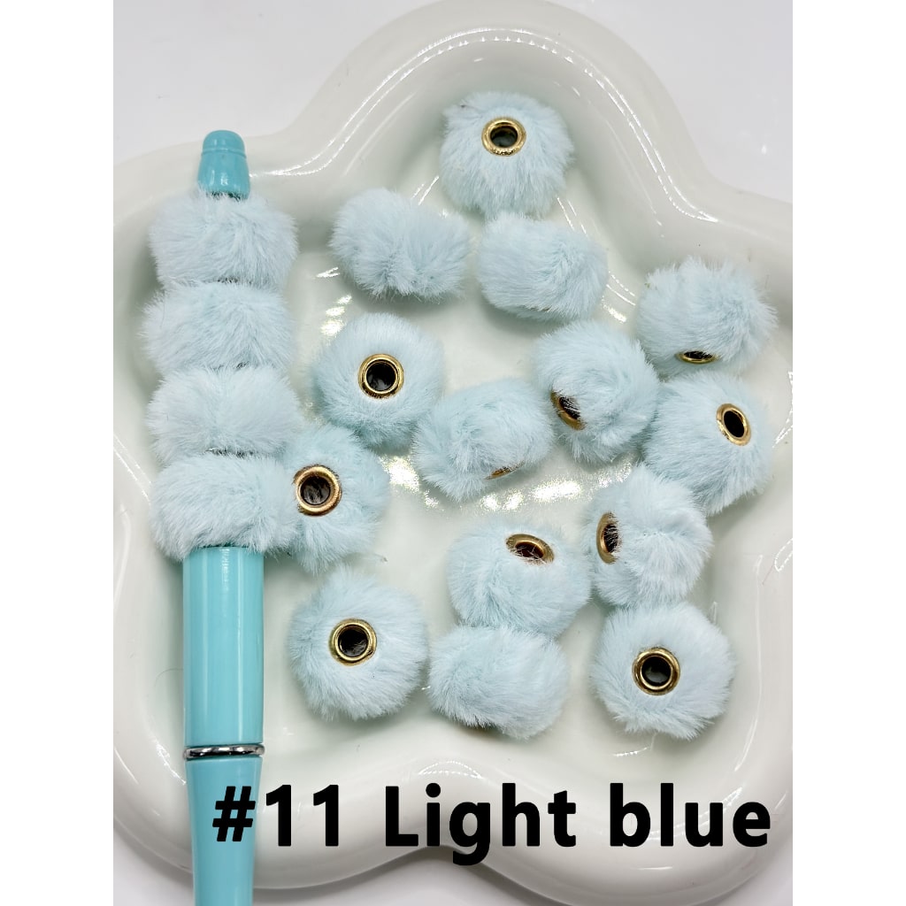 Pom Pom Fluffy Hard Beads and in Solid Colors