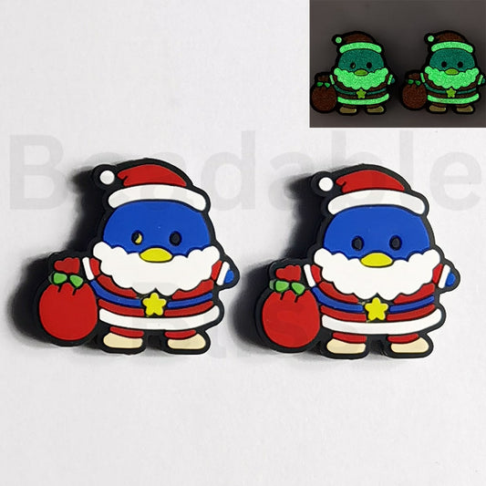 Luminous Cute Penguin Tuxed Sa Sanri in Christmas Father's Costume Silicone Focal Beads