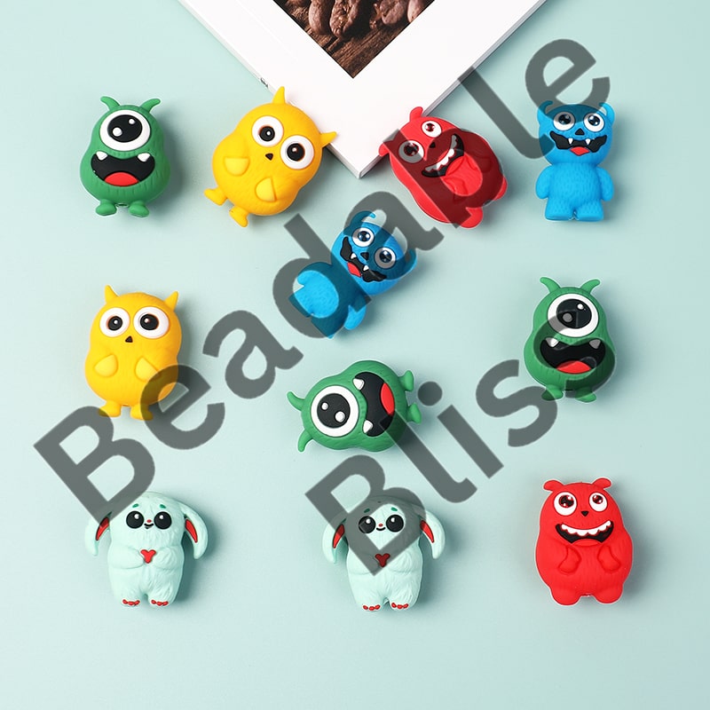 Silicone Focal Beads 3D Cute Monster in Various Styles