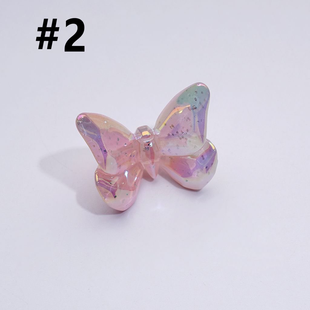UV Coating Multi-Color Dazzling Butterfly Acrylic Beads, Around 24*20MM