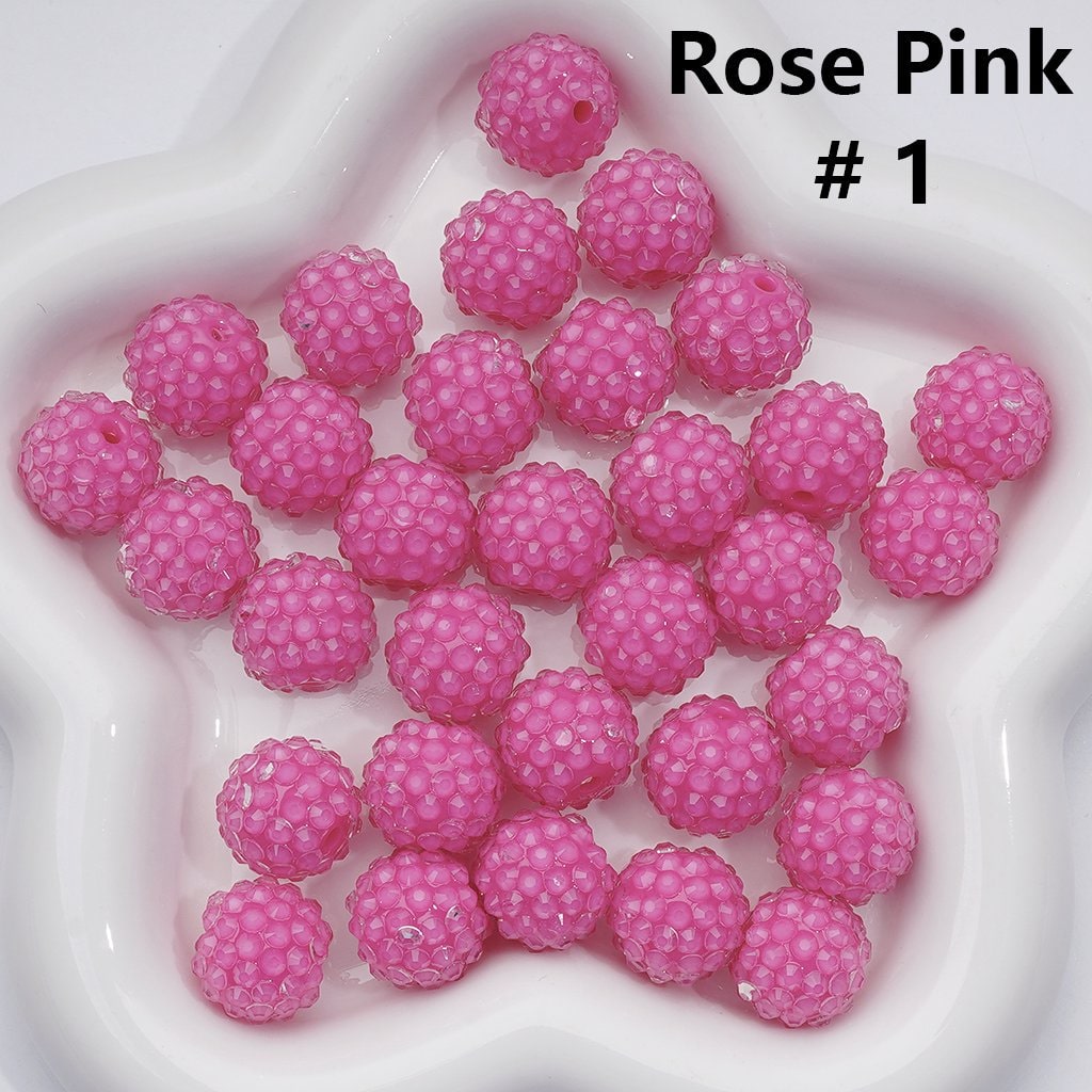 Clear Color Rhinestones Waxberry Ball Round Acrylic Beads, 16MM