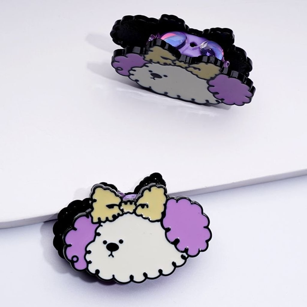 Cute Alloy Puppy Dog with Bows Colorful Flowers Oval Pearls Round Clay Beads, Around 42*30MM