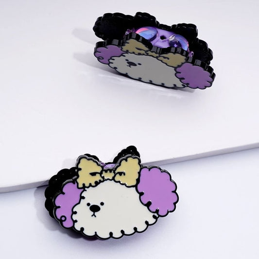 Cute Alloy Puppy Dog with Bows Colorful Flowers Oval Pearls Round Clay Beads, Around 42*30MM
