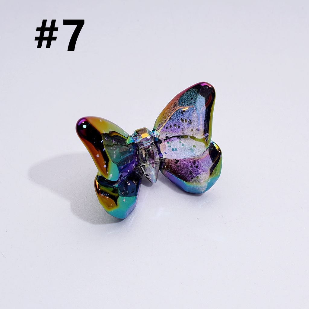 UV Coating Multi-Color Dazzling Butterfly Acrylic Beads, Around 24*20MM