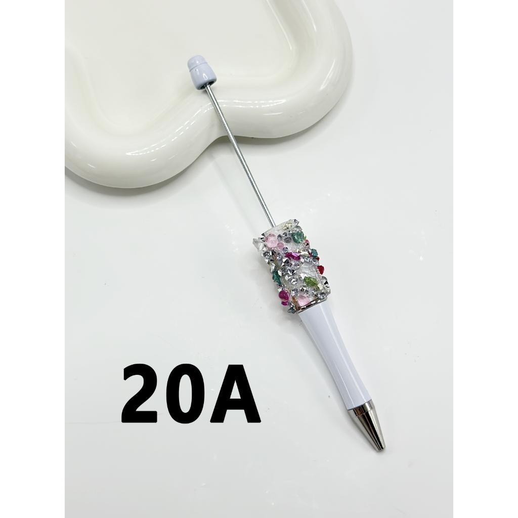Beadable Pens with Clear Rhinestones in Solid Colors with Small Rock
