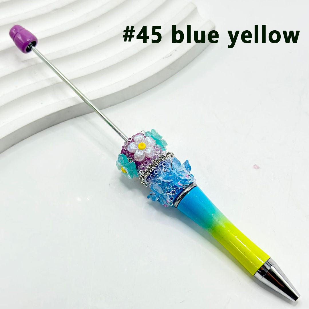 Sugar Wrap Beadable Pens in Ombre Colors with Resin Small Flowers Butterflies and Clear Rhinestones