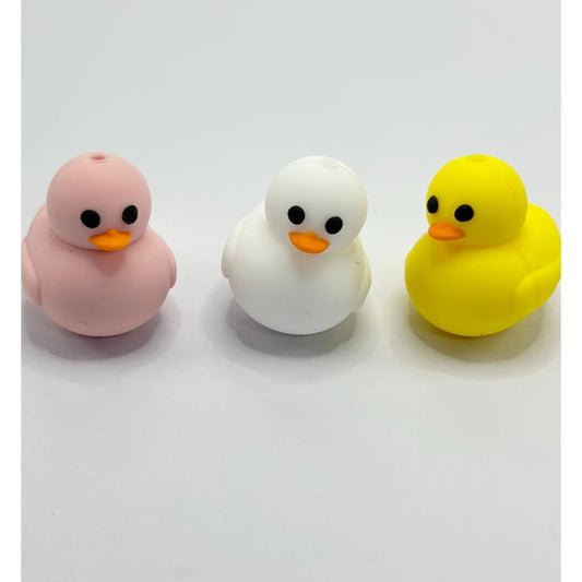Cute Beads, Duckling Shape 3D Silicone Focal Beads