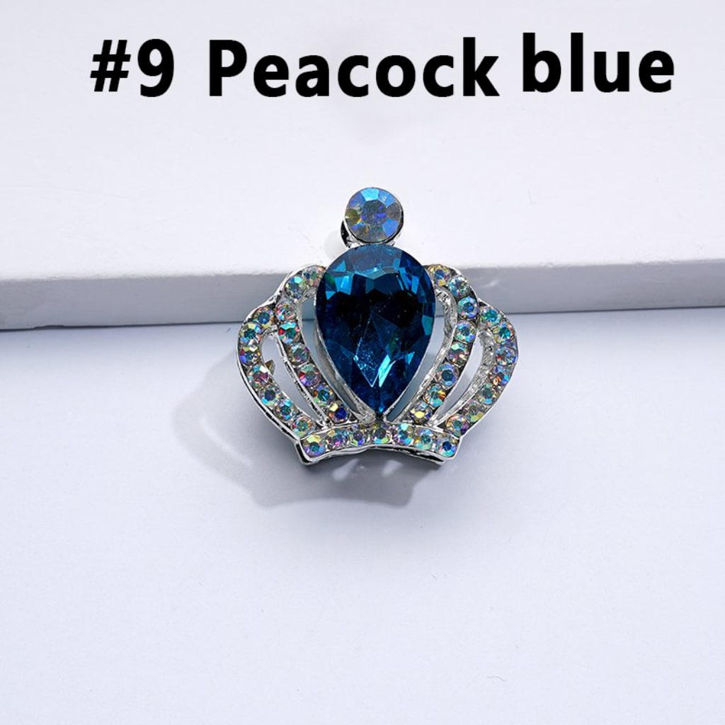 Bling Bling Silver Alloy Crown with Mini AB Rhinestones Colorful Water Drops Beads, Around 24*23MM