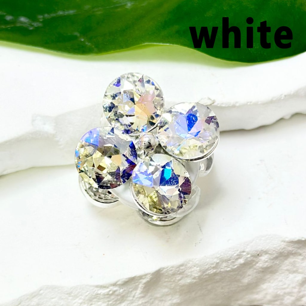 Exquisite Silver Alloy Flower with Colorful Shiny Rhinestones Oval Pearls Clay Beads, 24MM