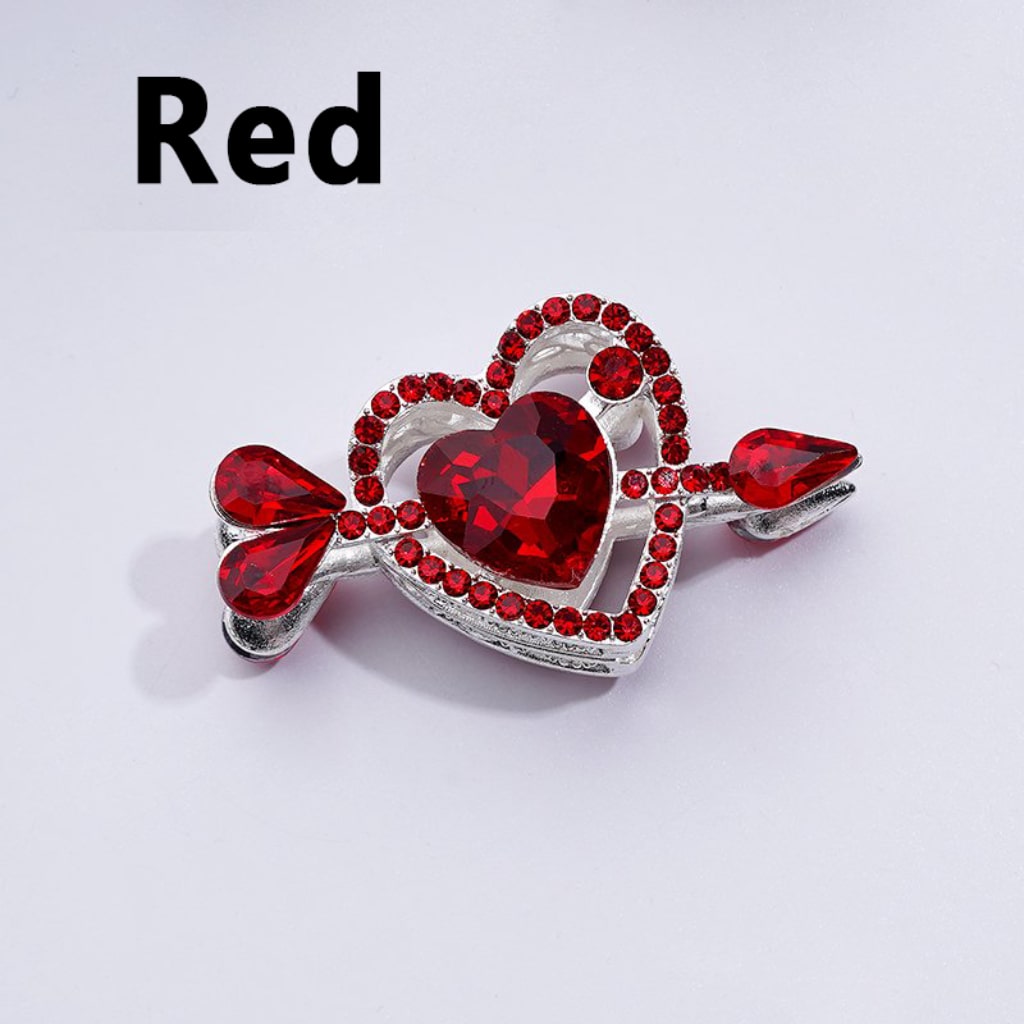 Delicate Fancy Silver Alloy Arrow Pierces Heart Beads with Multi-Color Rhinestones, Around 48*26MM