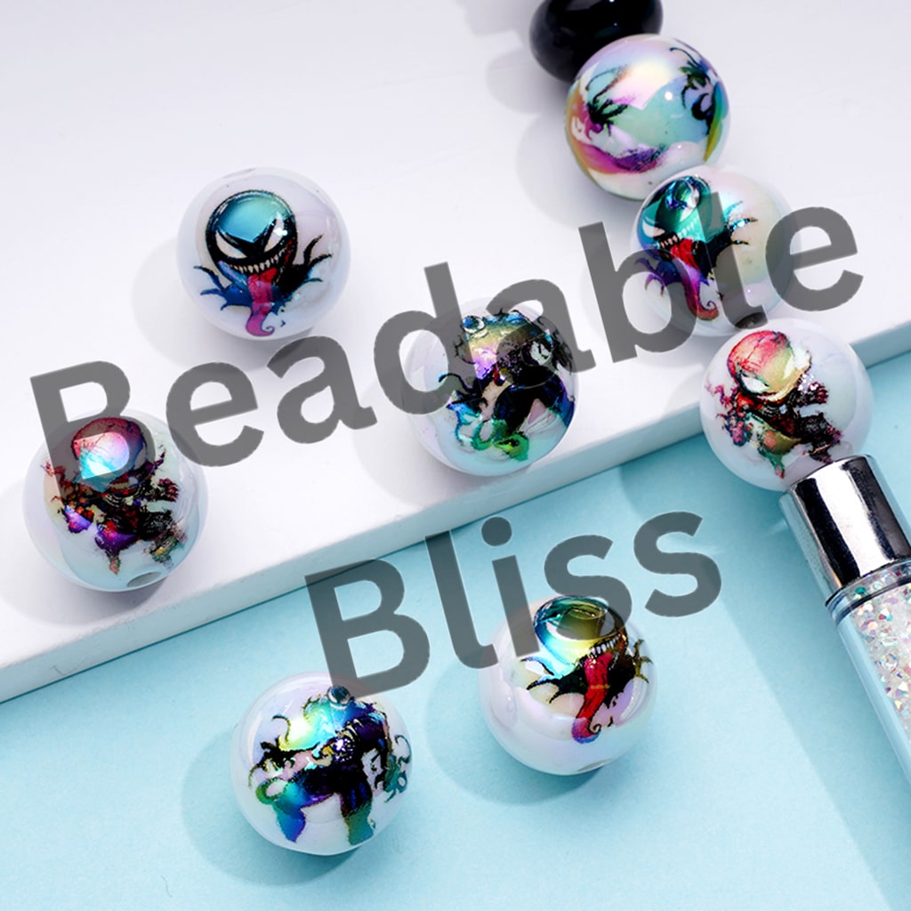 UV Coating Red Spider Titan Round Acrylic Beads, Random Mix, 16MM