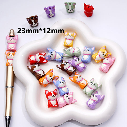 小さなかわいい子犬のアクリルビーズ（単色）約23×12mm