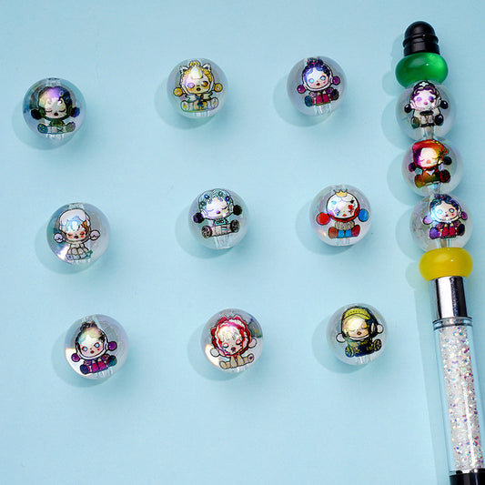 UV Coating Transparent Bubble Bo Round Acrylic Beads, 16mm, Random Mix