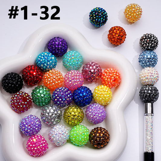 20MM Rhinestone Beads, Collection of Acrylic Rhinestone Beads, Part 1: Color No.1 -No.32