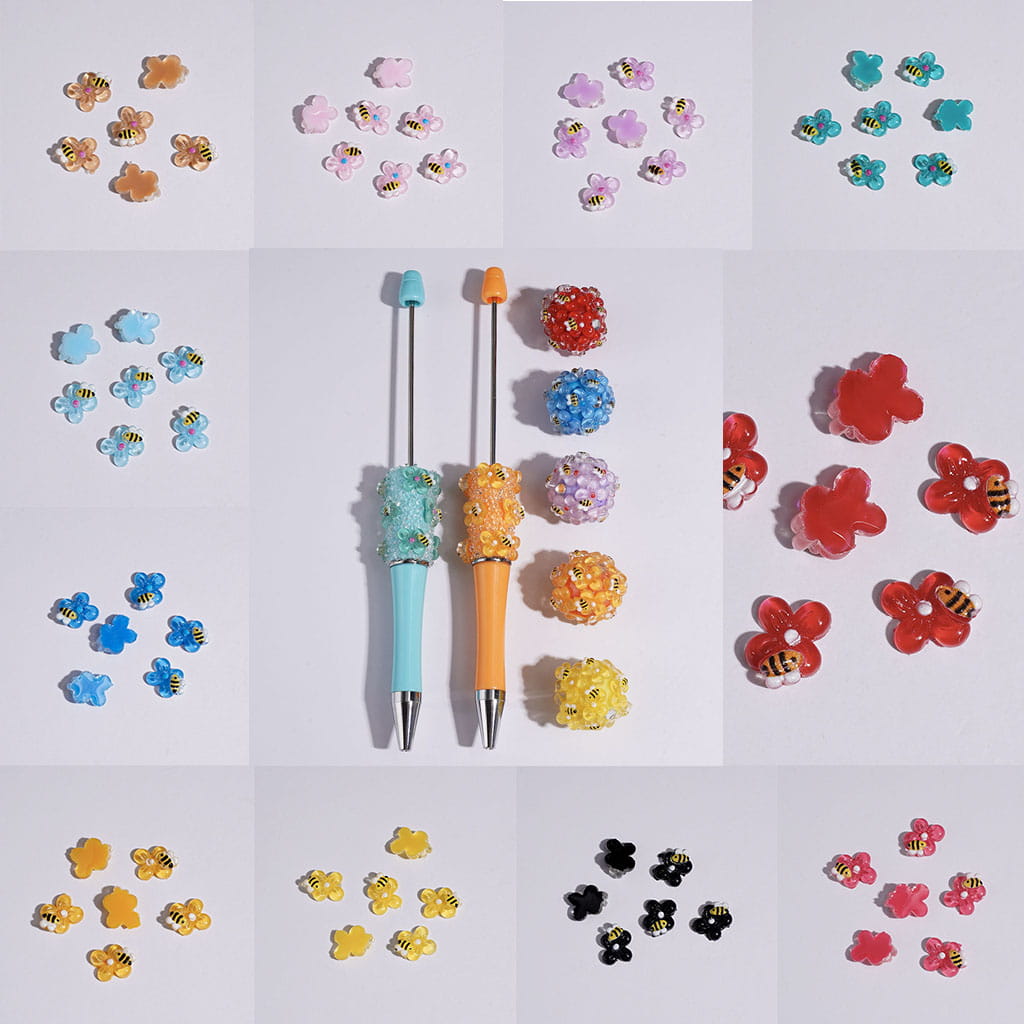 DIY Mini Cute Bees Flowers for Beads Jewelry Accessories, 10*8MM Multi-Color