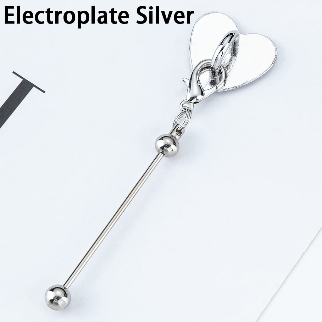 DIY Beadable Keychain Bar with Mini Lobster Clasp & Heart Accessories, 9.6*2.5CM, Multi-Color (Please Read the Description)