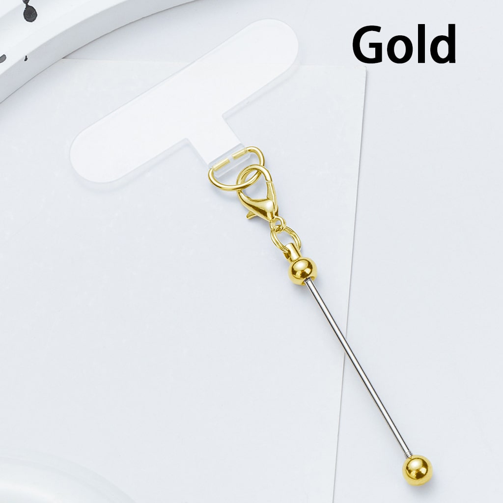 DIY Beadable Keychain Bar with Mini Lobster Clasp & Clear Fixing Plate For Mobile Phone Case