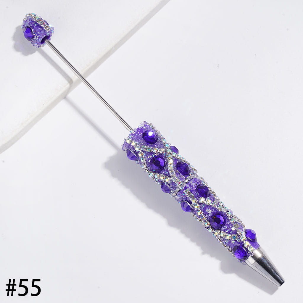 Handmade Beadable Sugar Pens with Multicolor Flat Back Rhinestones, "X" Shaped AB Rhinestone Chains & Clear Cone Shaped Rhinestones Covered the Entire Pens