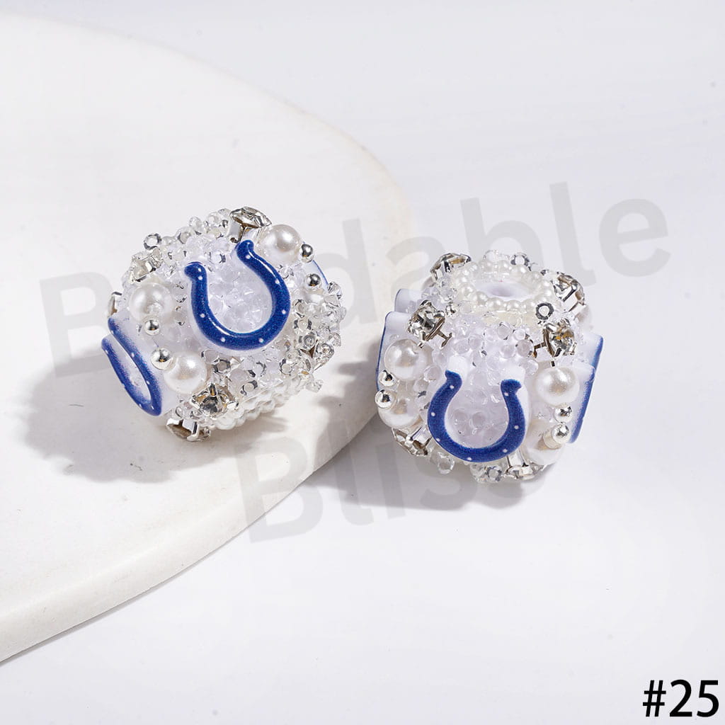 21MM - American Football Team Series Handcrafted Acrylic Beads, Flower Bowtie Crystal White Pearls Rhinestone Chains Metal Base Colorful Mini Bubble Balls Decoration (Update Other Styles Later))