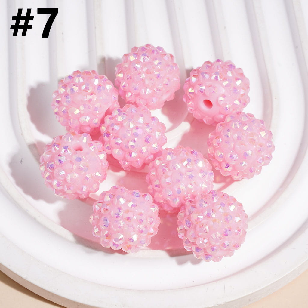 Bling Bling Sparkling Beads with Acrylic Rhinestones, 16mm
