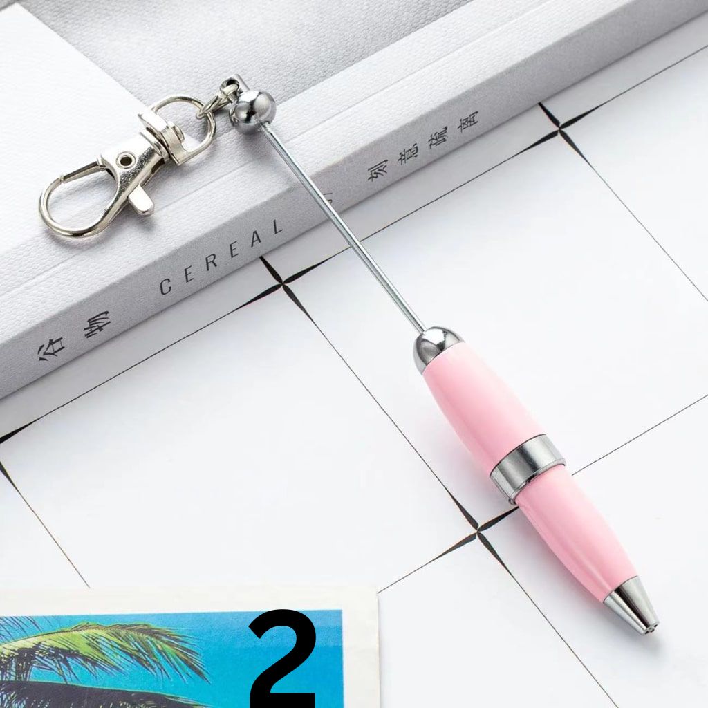 Keychain Pen, Metal Beadable Pens with Lobster Clasp, Keyring Beaded Pens