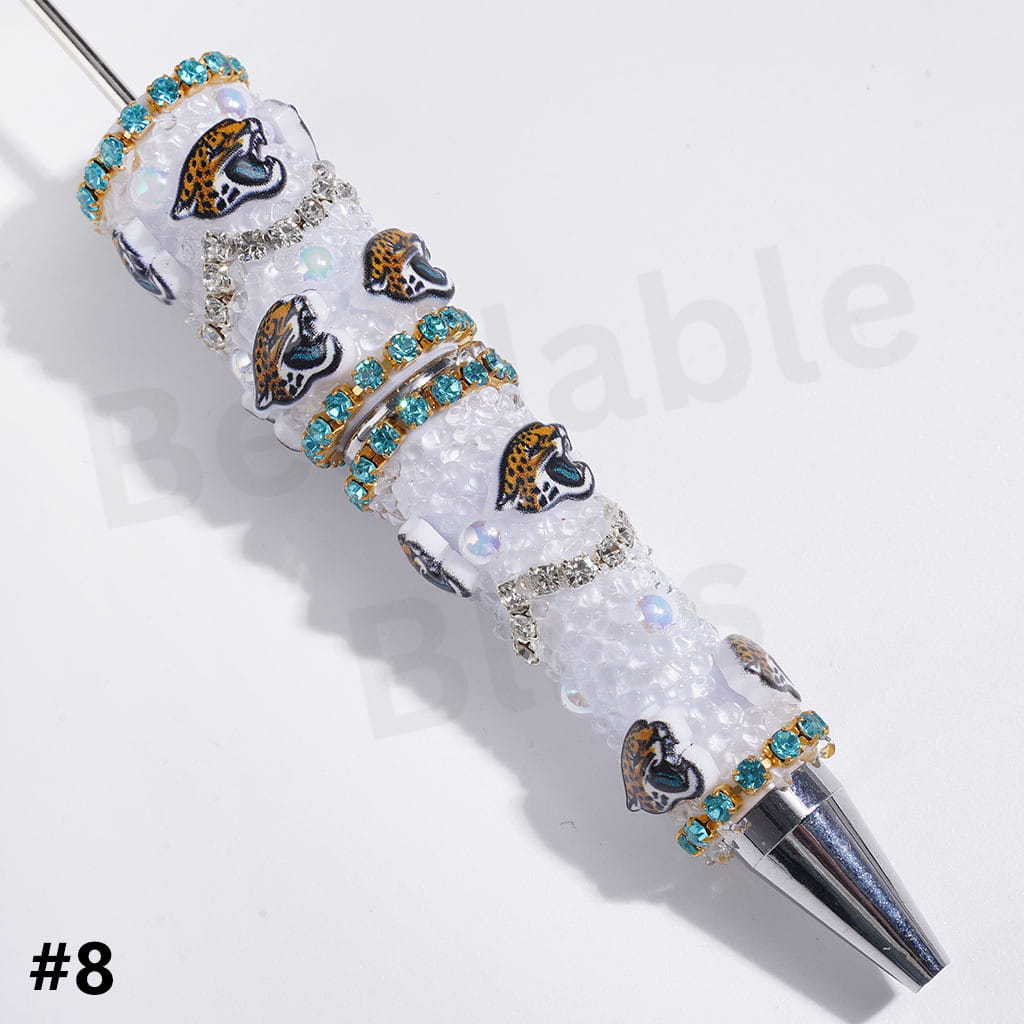 Beadable Pens with Mini Bubble Ball and Clear Rhinestone Chains, American Football Team Series (Update Other Style Later)