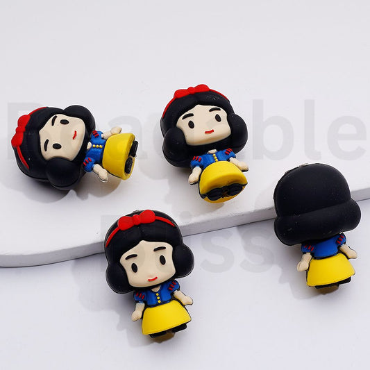 3D Cute Sno Whit Princess with Red Bow Headband Disne Silicone Focal Beads