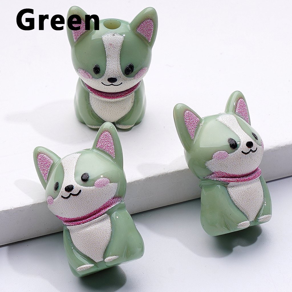 Little Cute Puppy Dog Acrylic Beads in Solid Color, Around 23*12MM