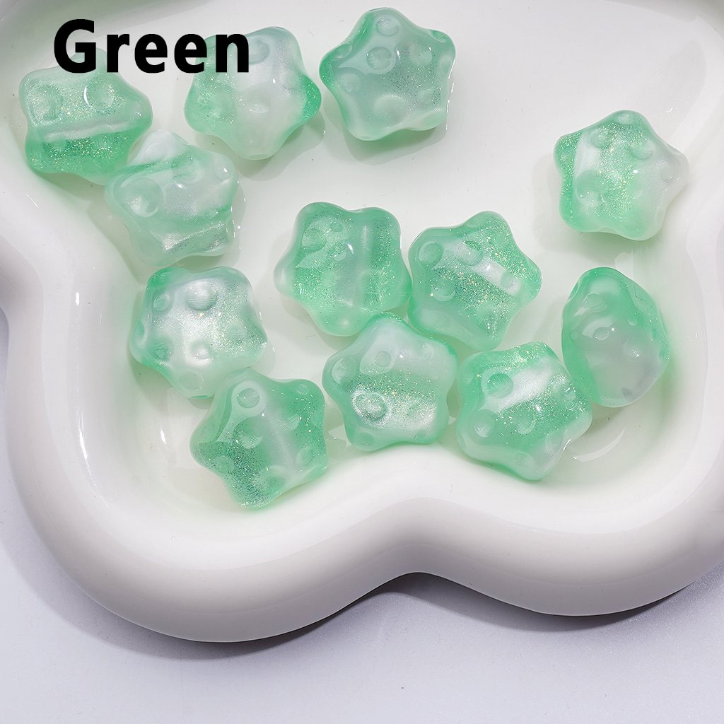 Mini Cute Cat Eye Style Glitter Cheesy Stripes Five-Pointed Star Shape Acrylic Beads, Around 20*16MM