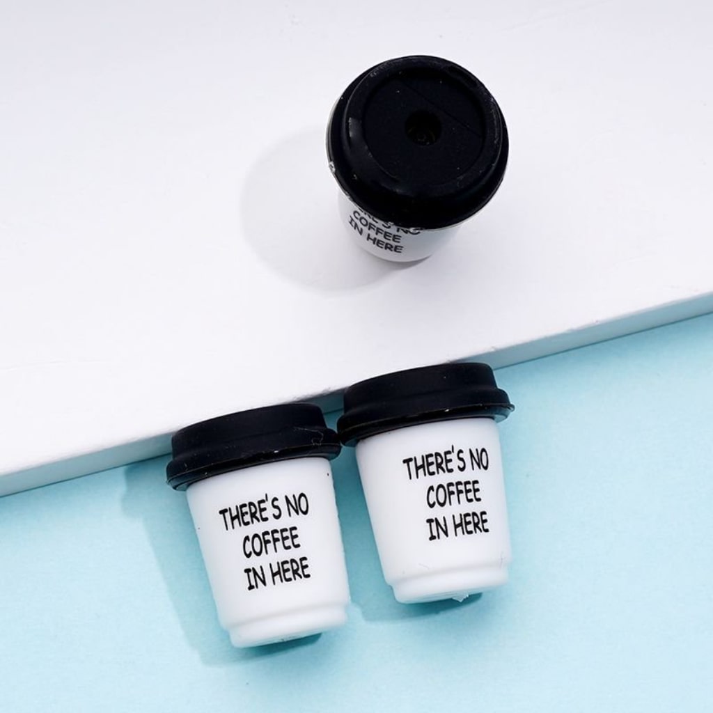 3D Cute Coffee Cup Bottle There's No Coffee In Here Silicone Focal Beads