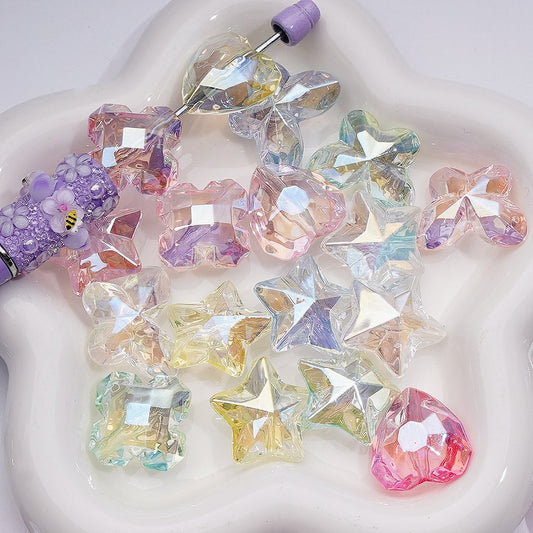 Translucent Color Star Heart Butterfly Four-Leaf Clover Acrylic Beads Mix