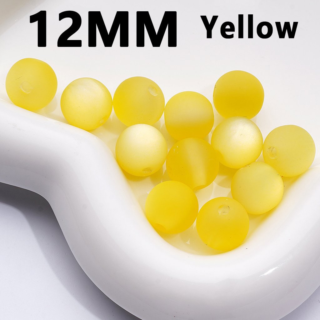 Multi-Color Cat Eye Style Frosted Matte Round Acrylic Beads, 12MM