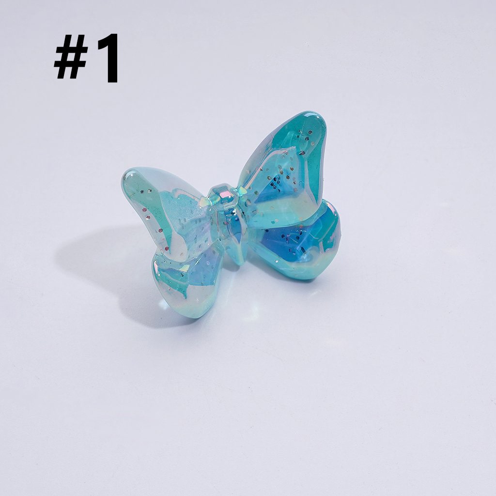 UV Coating Multi-Color Dazzling Butterfly Acrylic Beads, Around 24*20MM