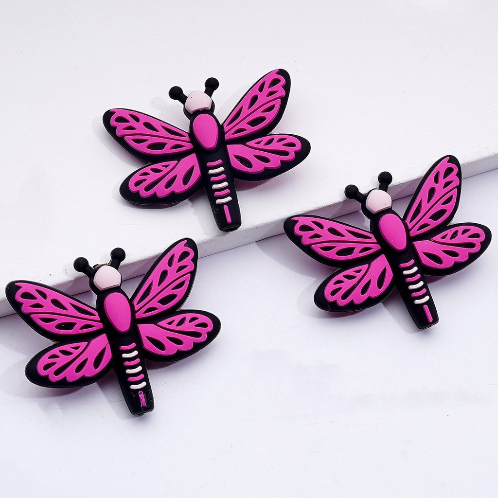 Multi-Color Cute Dragonflies Silicone Focal Beads