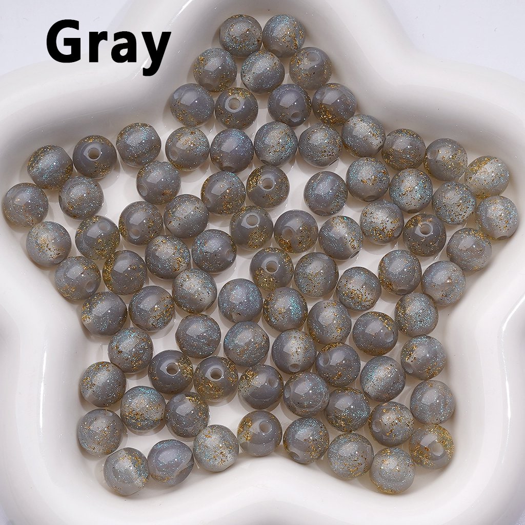 Mini Multi-Color Glitter Gold Foil Paper Inside Round Acrylic Beads, 10MM