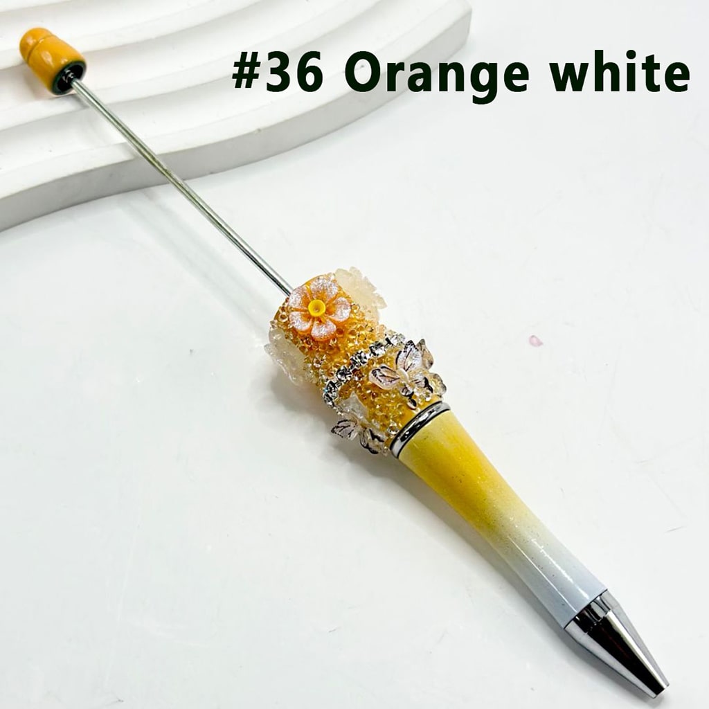 シュガーラップビーズペン（グラデーションカラー、樹脂製小花、蝶、透明ラインストーン付き）