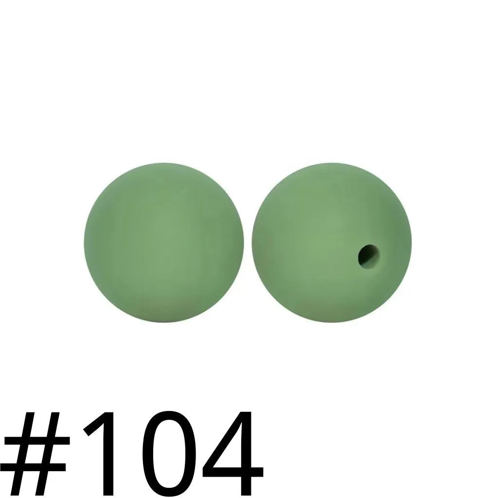 Silicone Beads, Solid Colors, 15 mm