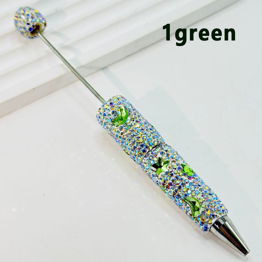 Beadable Clay Pens with AB Color & Colorful Star Moon Rhinestones Covered the Entire Pen