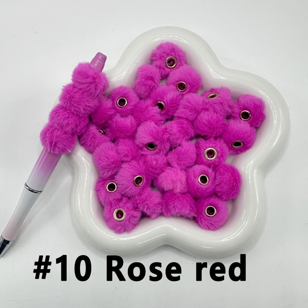 Pom Pom Fluffy Hard Beads and in Solid Colors