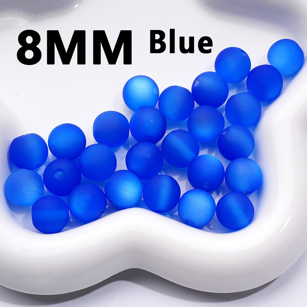 Multi-Color Cat Eye Style Frosted Matte Round Acrylic Beads, 8MM